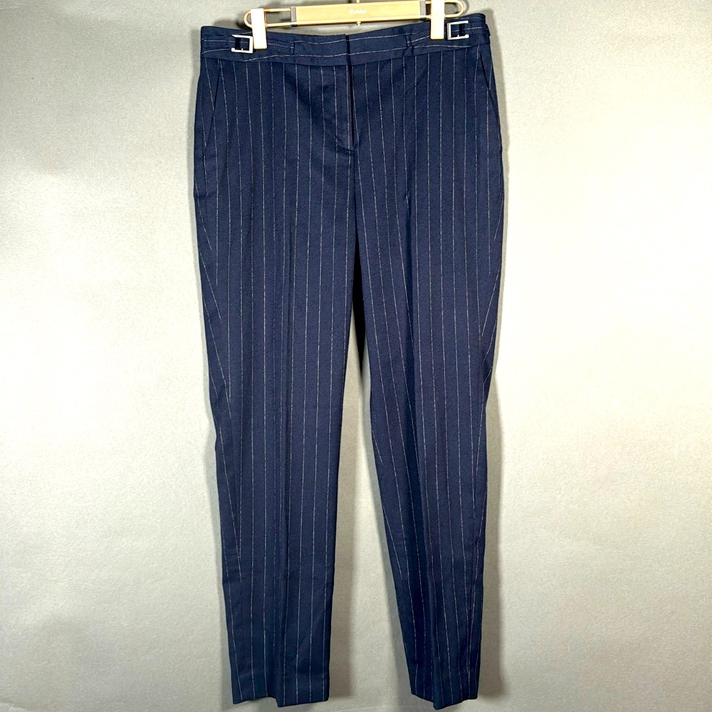 Halogen women’s dress pants, blue with fine pinstripes, size 4, like new
